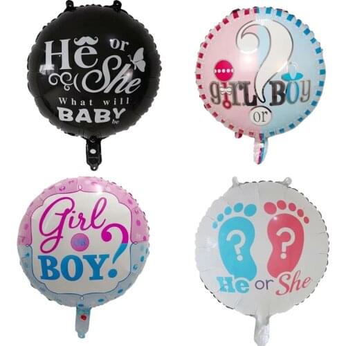 10Pcs 18inch Boy Or Girl Balloons Black Foil Ballon With Round Gender Reveal Globos Baby Shower Gender Reveal Party Decoration