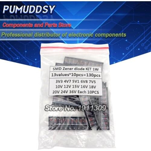 13kinds*10PCS=130PCS LL41 SMD Zener diode KIT 1W 3V3-36V ZM4728A ZM4732A ZM4733A ZM4737A ZM4740A ZM4742A ZM4744A ZM4745A