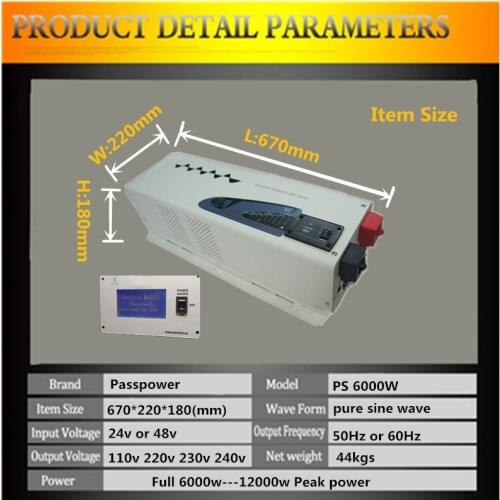 2016 free shipping off grid inverter 6000w low frequency inverter pure sine wave 48v