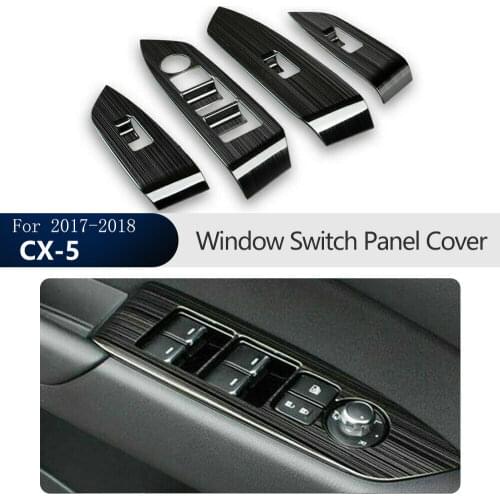4PCS Black Titanium Window Switch Panel Cover Trim For Mazda CX-5 CX5 2017 2018 Car modification