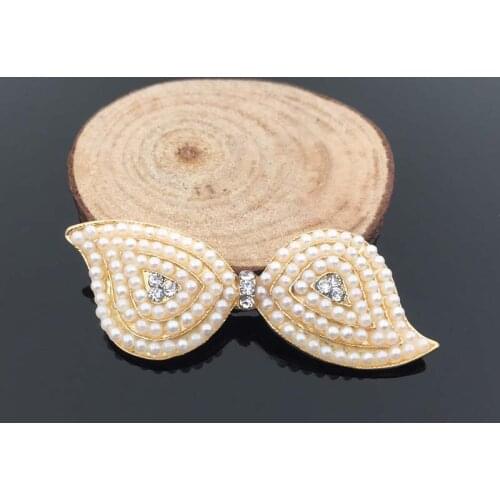 50pcs Bowknot Pearl Crystal Stones Rhinestone Applique strass Brooch Hairpin Hair Clip Headwear Accessories Wedding Dress Decor