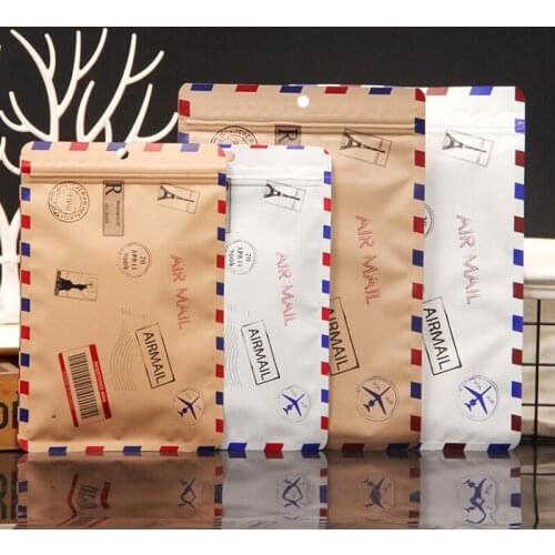 50pcs Retro Envelope Design Ziplock Reclosable Bag for Underwear Underpants Storage Mylar Foil Packaging Bag