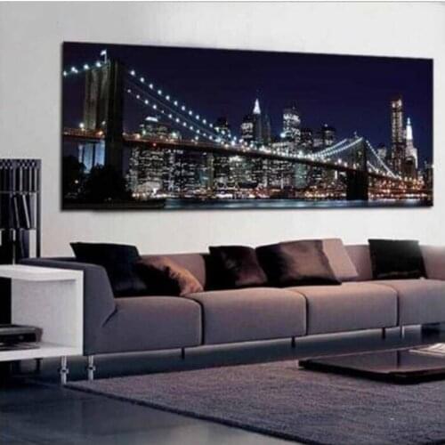5D DIY Diamond Painting Diamond Embroidery New York Brooklyn Bridge Decorative Pictures Rhinestones city night Home Decoration