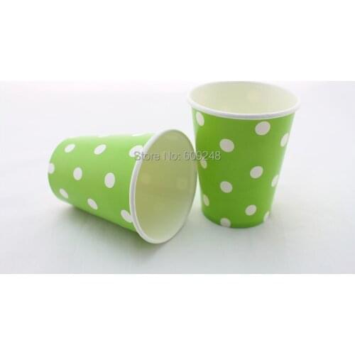60pcs 90Z Birthday Wedding Party White Polka Dot Green Coffee Paper Cups Drinking,3 Days Delivery on Orders over $100