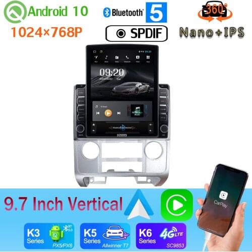Android auto Nano+IPS 9.7" Vertical Style Car Media Player GPS For Ford Escape 2007-2012 Android 10.0 360 Camera PX6 4+64G Radio