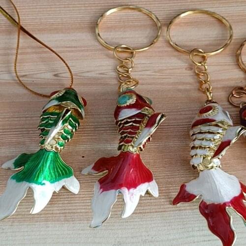 5pcs 5.5cm Lifelike Swing Enamel Lucky Fish Key Chain Wholesale Charms Koi Keyring Cute Goldfish Animal Colorful Keychains