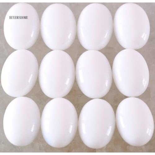 BUYERSHOME 10Pcs 13x18MM Natural White Porcelain Stone No Drilled Hole Oval Cabochon CAB Bead For DIY Jewelry Making Ring K1584