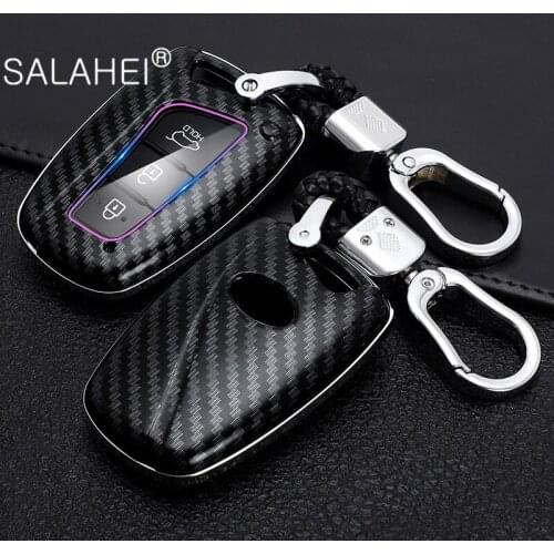 3 Buttons Carbon Fiber ABS Car Key Case Cover Holder For Hyundai Solaris Accent Elantra ix35 ix45 Santa Fe Genesis Equus Azera