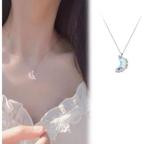 Elegant Crystal Shaped Moon Necklaces For Women Girls Korean Fashion Sweet Temperament Clavicle Necklace Fashion Jewelry Gifts