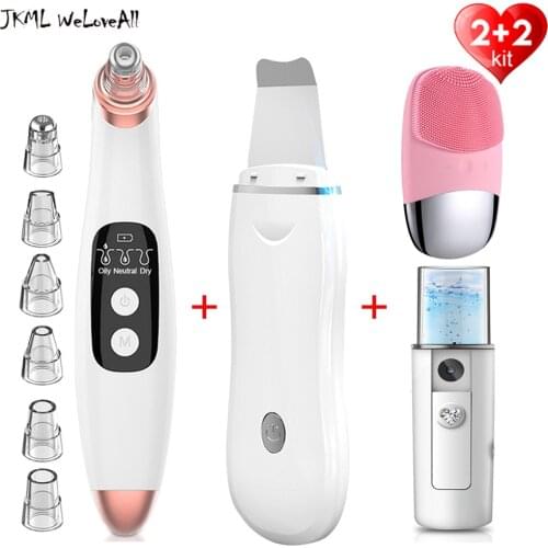 Electric Acne Remover Vacuum Extractor Blackhead Remover Pore Cleaner Skin Scrubber + Facial Cleansing Brush+ Nano Spray Steamer