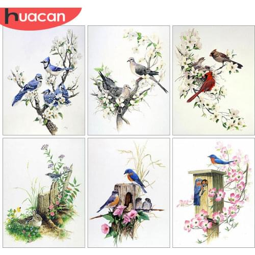 HUACAN 5d Diamond Painting Bird Mosaic Flower DIY Wall Art Full Square/Round Diamond Embroidery Animal Rhinestones Pictures