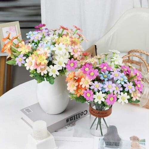 Artificial Flowers 32.5cm Small Daisy Sun Flower Silk Long Stem Living Bedroom For Home Wedding Bridal Bouquet Decoration Plant