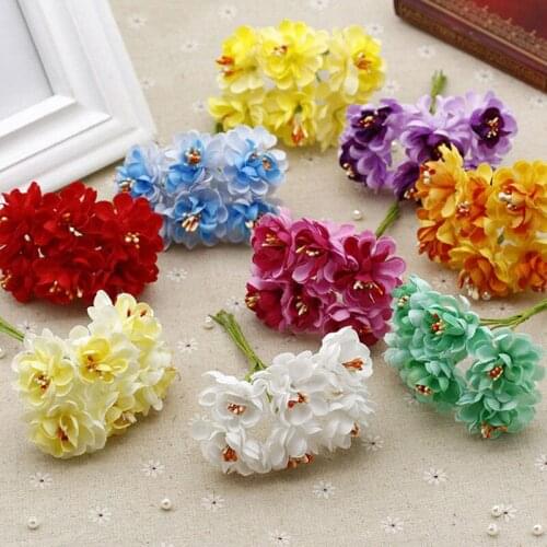 Simulation Flower Gradient Chrysanthemum Bouquet Mori Girl Hair Accessories Material Handmade Garland Headdress 6 Flowers/Bundle