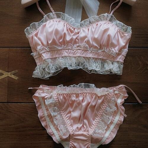 Kawaii Sexy Japanese Ddlg Lingerie for Women Grils My Melody Lace Sleepwear Sweet Cute Lolita Underwear Bra and Panty Bralette