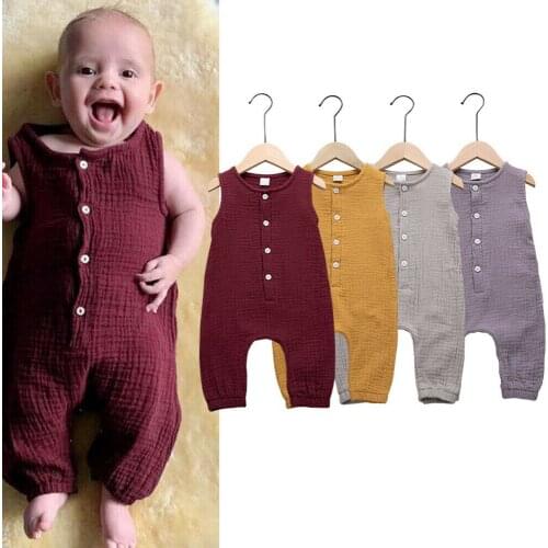 Citgeett Summer Solid Newborn Baby Girl Boy Romper Sleeveless Jumpsuit Outfits Sunsuit Casual Clothes