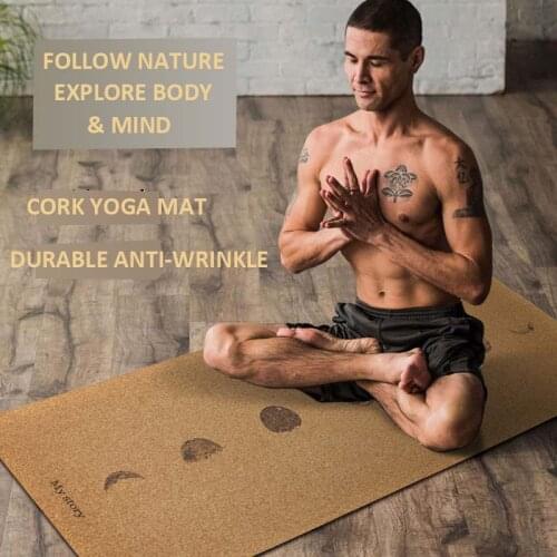 183*61cm Natural Cork Yoga Mat 4mm Thickness Senior Yoga Mat Fitness Pad Gymnastics Pilates Training Sport Mat Mandala Absor Pad