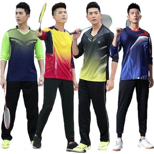 Mens Tennis TShirts Pants, Male Long Sleeve Tennis Clothes Tracksuits, Men Badminton Jersey, Athlete Table Tennis Kits Clothing