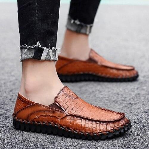 PU Leather Men Casual Shoes Luxury Brand 2019 Mens Loafers Moccasins Breathable Slip on Black Driving Shoes Size 38-47 S9-100