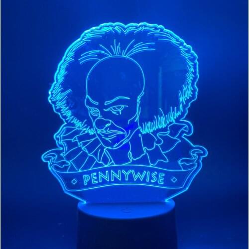 Halloween Horror Desk Lamp Movie It Chapter One Pennywise Figure 3d Led Night Light Usb Battery or Powered for Office Room Decor