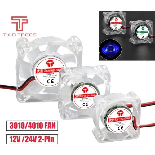 25*25*10mm Transparent Hydraulic Fan 4010 12V/24V XH2.54-2P L300mm with LED Light High quiet Exhaust Fan 2-Pin Mini Cooling Fan