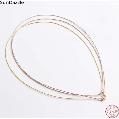 Genuine Real Pure Solid 925 Sterling Silver Necklace Women Snake Chain Fine Jewelry 18K Gold Plated Female Necklaces Choker