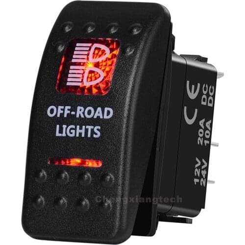 Off Road Lights Car Boat SPST Rocker Toggle Switch Red Led 5 Pins On Off 12V 20A 24V 10A for Carling ARB Narva 4x4 Style