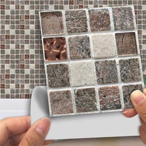 Funlife 10*10cm Stone Mosaic Self-Adhesive Waterproof TV Background Cafes Rroom Decor Bedroom Tile Sticker Wall Decals MTS010