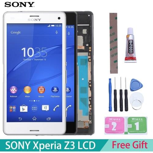 Touch Screen For Sony Xperia Z3 compact D5803 D5833 LCD Display Digitizer Sensor Glass Panel Xperia Z3 mini Assembly with Frame
