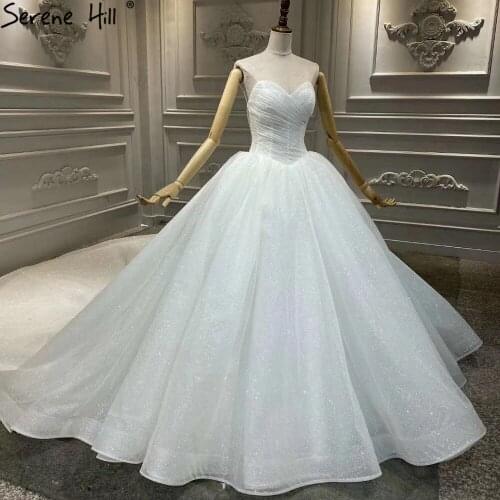 Serene Hill Ivory High-end Wedding Dress 2021 Ball Gown Luxury Sparkle Sexy Bridal Gowns HA2461 Custom Made