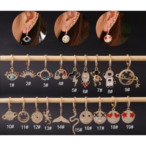1PC New Gold Punk Hip-Hop Geometric Pendant Hoop Earrings for Women Party Jewelry Accessories Wholesale