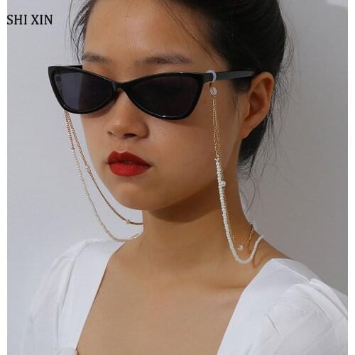 SHIXIN 2 Layered Beads Glasses Chain Women Sunglasses Chain Lanyard Lace for Glasses Holder Neck Chain Landyard Sunglasses Cord