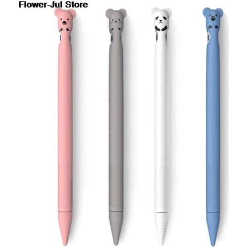 1pc Cute Animal Pattern Silicone Protective Pouch Cap Holder Case For ipad Pencil