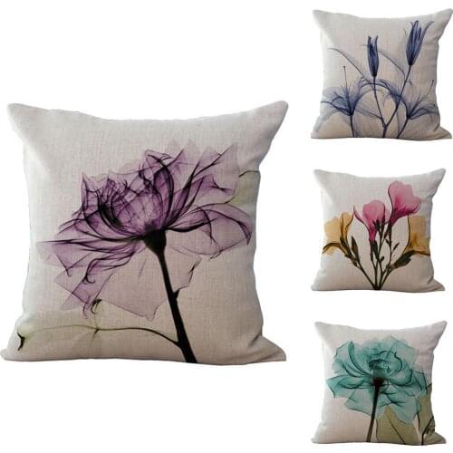Modern Flowers Linen Pillow Case Cushion Cover Waist Home Room Sofa Decor Pillow Cover Hotel Home Decorative Pillowcase