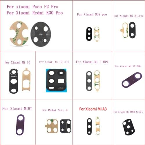 2Pcs Rear Back Camera Glass Lens Cover For Xiaomi Redmi Note 8 9 10 8 9 pro 9s mi A3 POCO F2 PRO X3 8 8pro 9 9t 10lite With Tape