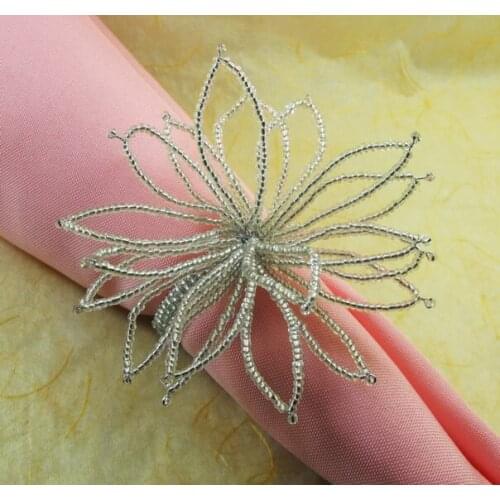 Glass beaded flower napkin ring, wholesale wedding bead napkin holder