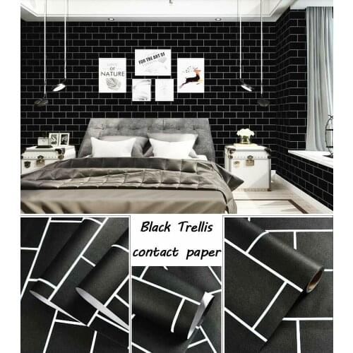 Home Vinyl Peel and Stick Contact Paper For Wall Decor Black Brick Wall Sticker Self-adhesive Waterproof Wallpaper Decor Home