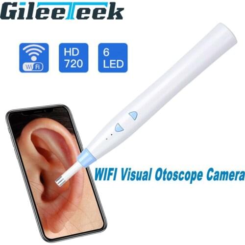 F180 5.5mm Visual Ear Spoon Earpick Mini Inspection Otoscope Camera Ear Health Care 720P Wireless WIFI Ear Endoscope otoscopio