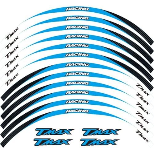 High quality Motorcycle front&Rear Edge Outer Rim Sticker 15inch Wheel Reflective waterproof Decals For YAMAHA TMAX