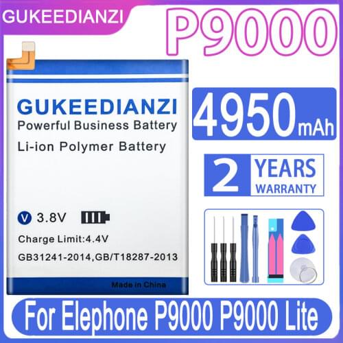 GUKEEDIANZI P9000 4950mAh Replacement Battery For Elephone P9000 P9000 Lite Lithium Polymer Smart Phone Battery