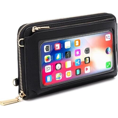 Touch Screen Mobile Phone Bag Female Diagonal Rfid Anti-theft Brush Multifunctional Women Shoulder Bag Transparent Mini Bag