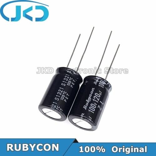 10pcs RUBYCON 120UF 100V 12.5*20mm 120UF100V 100V120UF 12.5x20mm Aluminum Electrolytic Capacitor 100% Original