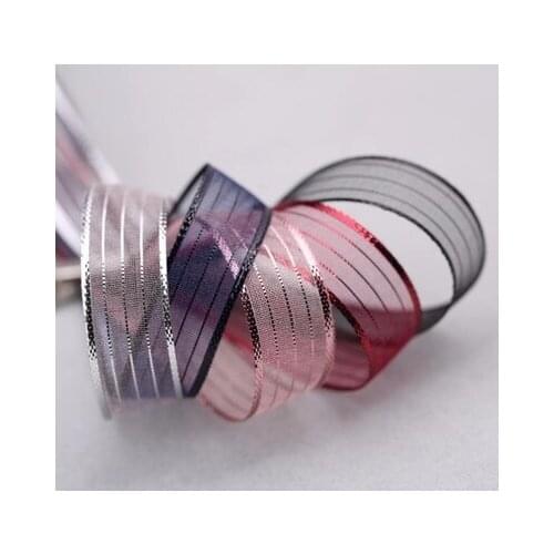 10yard/lot multi-color white line striped snow yarn ribbon DIY bow hair accessories material packaging clothing accessories