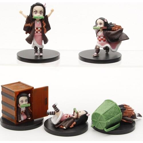5Pcs/Set Anime Figure Demon Slayer Kimetsu No Yaiba WCF Kamado Nezuko Cute Toys for Kids Collectible Model PVC Doll