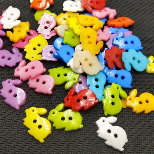 50pcs/pack 2 Holes Rabbit Shape Colorful Button 12*18 mm Plastic Buttons For Sewing Garment Supplies Accessory