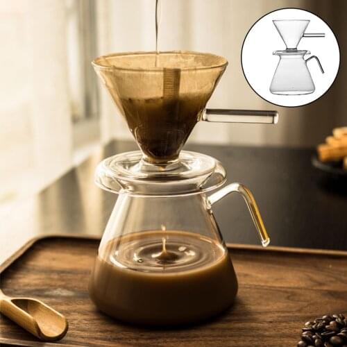 600ml Pour Over Coffee Maker Reusable Glass Carafe Manual Drip Brewer Coffee Pot, Detchable Glass Filter Cup