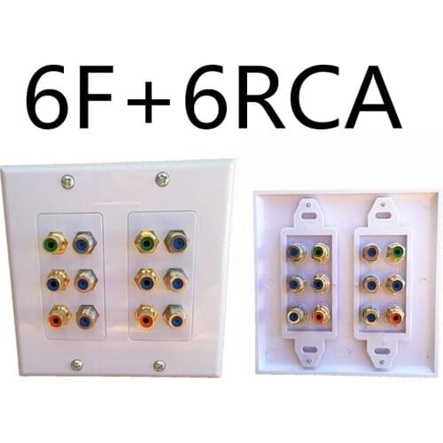 6x Television Satellite Wall Plate Coax Cable Coaxial Jack for CCTV