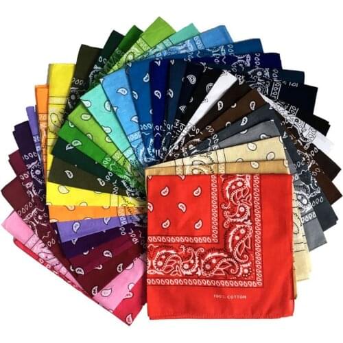 20 Color Mixed Cotton Bandana Novelty Double Sided Print Paisley Cowboy Bandana Party Favor Scarf Headband Handkerchiefs