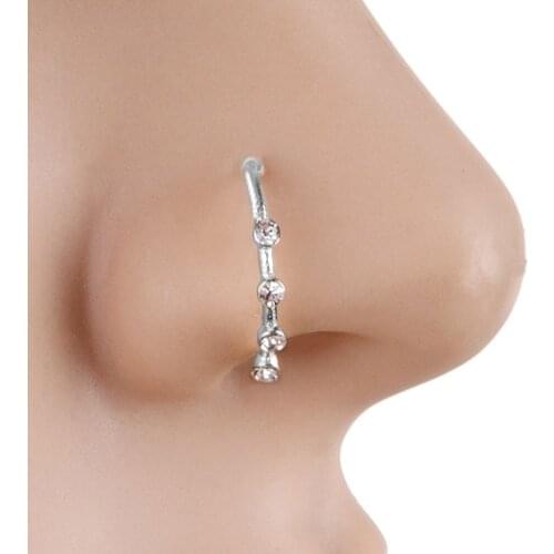 Sparkly Rhinestones U Shape Nose Stud Hoop Nose Ring Chic Body Piercing Jewelry