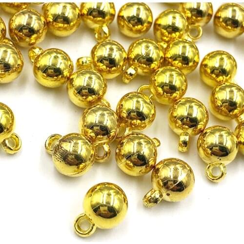 50/200PCS 10MM Plastic Plating Beads Golden Color For DIY Jewelry Accessories Garment Sewing Crafts
