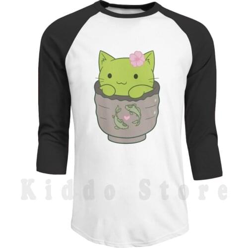 Cup Cat : Matcha hoodies long sleeve Matcha Tea Cat Kitten Kawaii Cute Cup Cat Sakura Fish Koi
